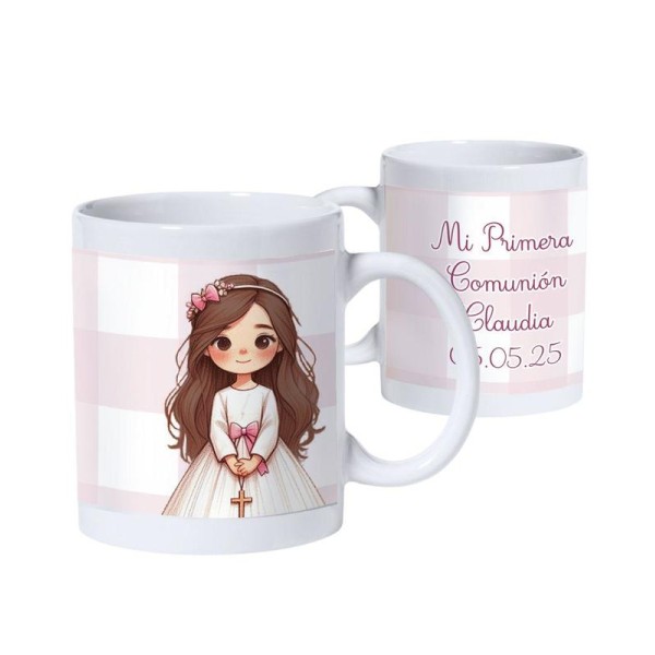 Taza comunión personalizada niña 9 x 8cm