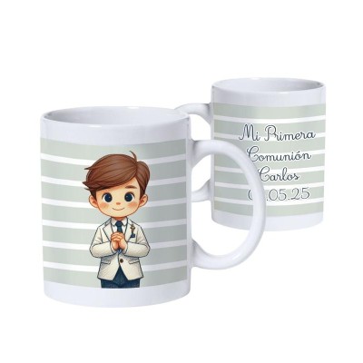 Taza comunión personalizada niño 9 x 8cm