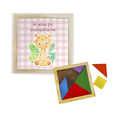 Puzzle tangram c/pegatina jirafa gracias por acompañarme