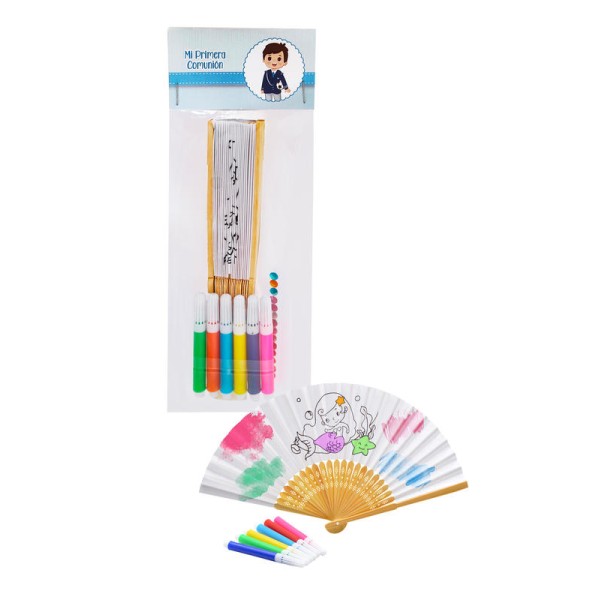 Abanico para colorear de sirenita c/rotuladores niño comunión