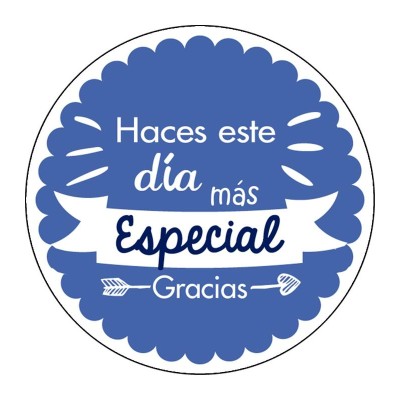 Pliego 35 pegatinas d 3cm Haces este día más especial Gracias 