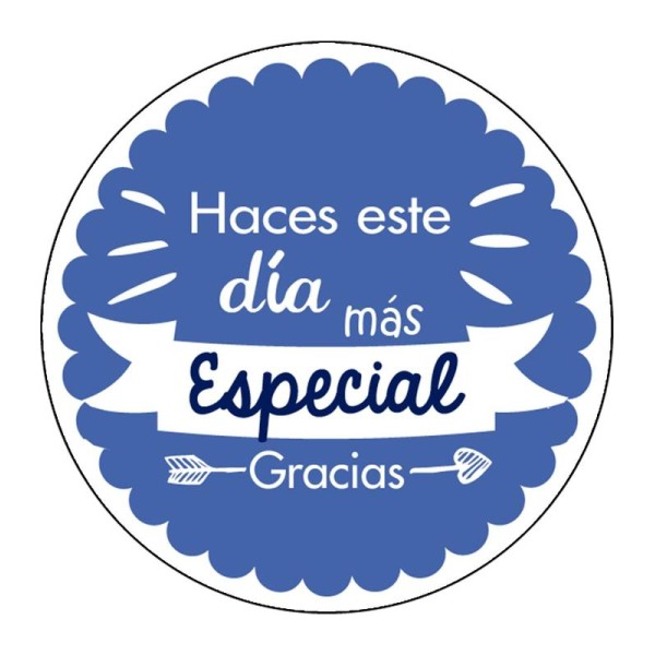 Pliego 35 pegatinas d.3cm Haces este día más especial Gracias.