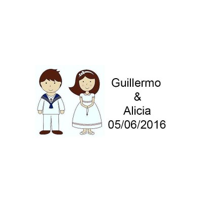 Pliego 16 tarjetas comunión personalizable 5x3cm niña