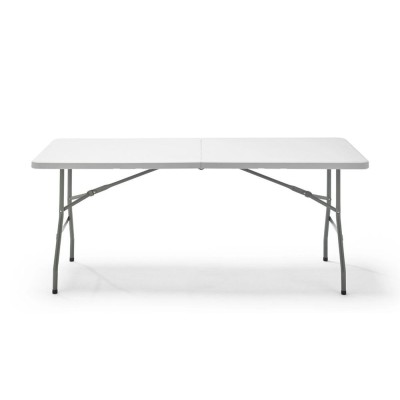 Alquiler mesa plegable de acero blanco de 180x74x70 cm