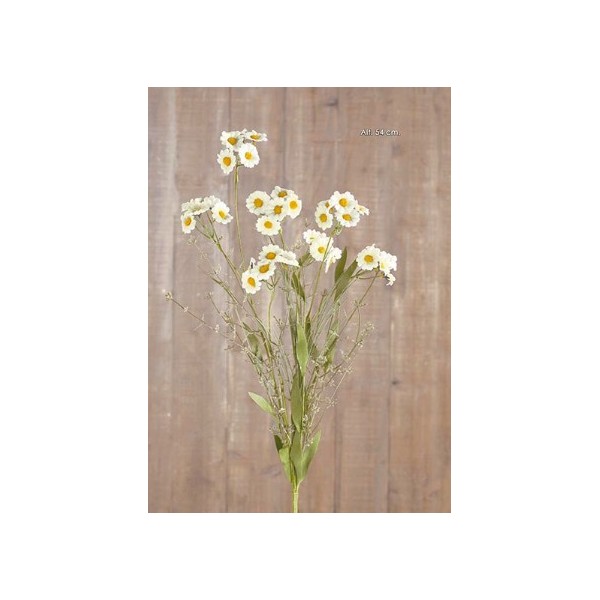 Margarita mini artificial x 5 tallos x 54cm (Manzanilla) blanca