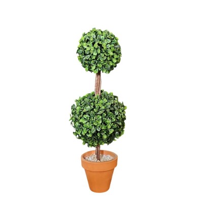 Arbolito topiary 16   doble bola boxw Alt 36cm d  15-11cm c/maceta barro