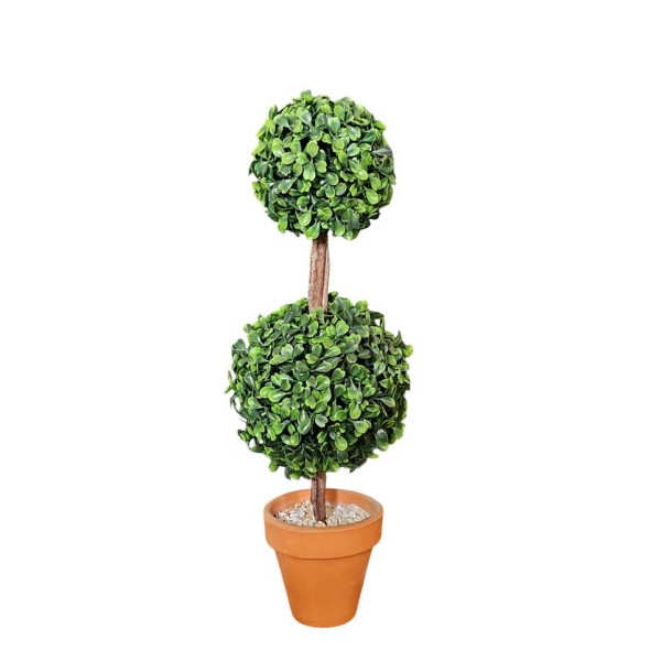 Arbolito topiary 16 " doble bola boxw Alt.36cm d. 15-11cm c/maceta barro