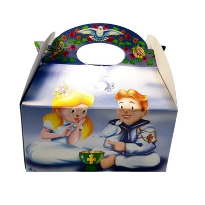 Caja cartón 15x10x10cm paloma cáliz niño/a