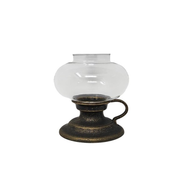 Portavela palmatoria bronce viejo tulipa cristal achatada