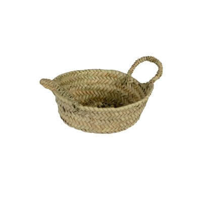 Alquiler panera palma natural redonda c/asas d 20cm Alt 6cm pleita