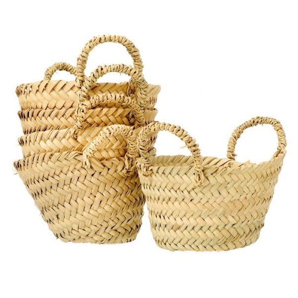 Alquiler cesta redonda 2 asas palma natural d.18cm Alt.11cm