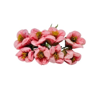 Pomito flor mini tela flor c/pistilos d 2 5cm  x 8 rosa