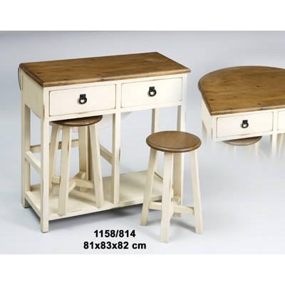 Mesa plegable   2 bancos blanca/marrón