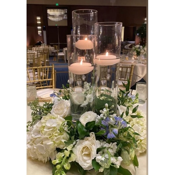 Set alquiler 3 florero cristal cilíndrico Alt.25/20/14,15cm x Ø 8,5cm 