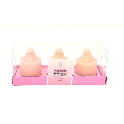 Caja 3 vela cilíndrica cirio 4x3,5cm rosa