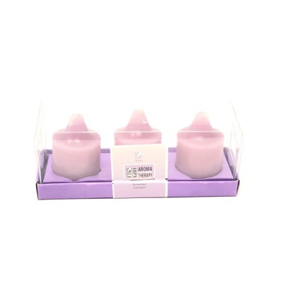 Caja 3 vela cilíndrica cirio 4x3,5cm lila