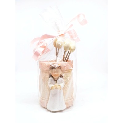 Pack vaso c/pinchos aperitivos niña comunión 6 x 5cm c/bolsa celofán