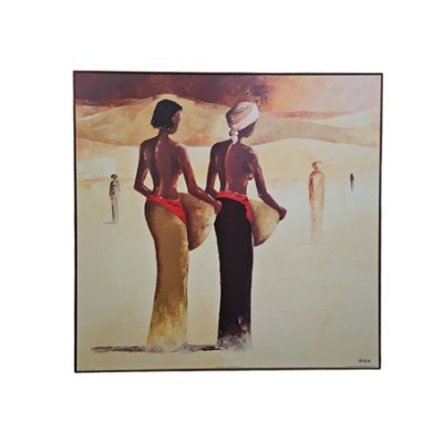 Cuadro lámina mujeres africano 71x71cm c/filo madera
