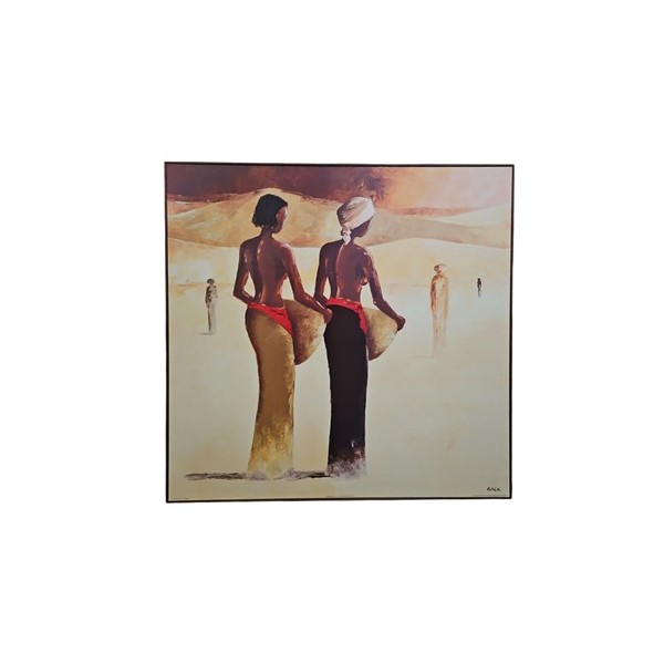 Cuadro lámina mujeres africano 71x71cm c/filo madera