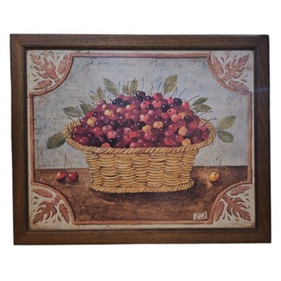 Cuadro barniz m a  50 x 40cm cesta de cerezas