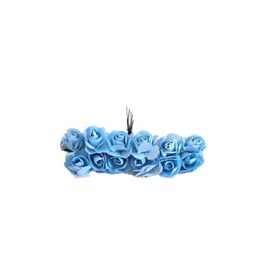 Pomito papel flor mini camelia x 12 uni azul cielo