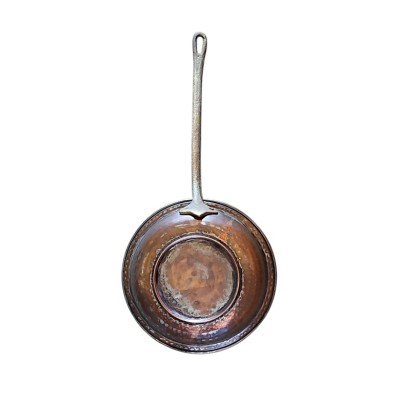Sartén cobre viejo c/asa metal d 22cm largo 50cm