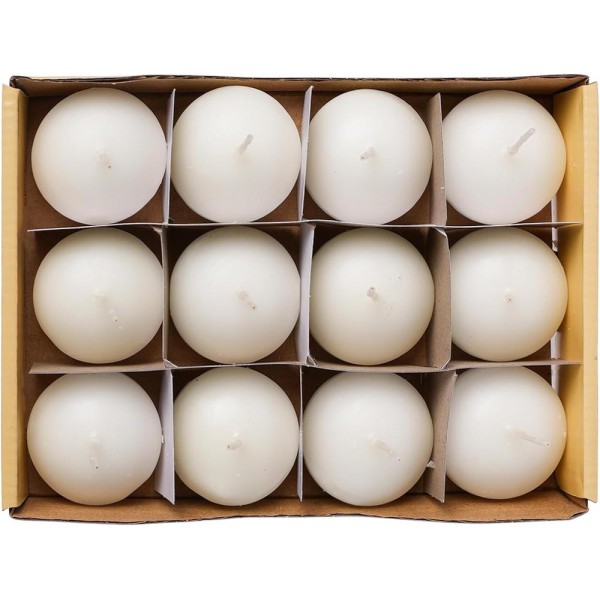 Caja 12 velas flotantes Ø 4,5cm 4 horas marfil