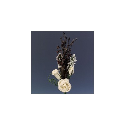 Prendido flor mini papel con flor seca azul