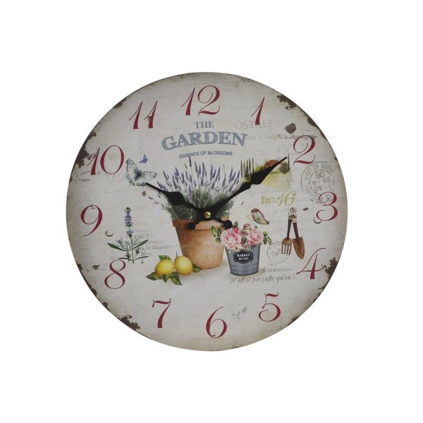Reloj pared d.34cm maceta lavanda