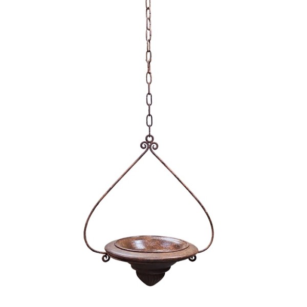 Macetero colgante barro c/cadena oxido d.35cm Alt.90cm
