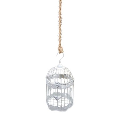 Alquiler jaula metal 19x19x31cm c/pájaro blanca