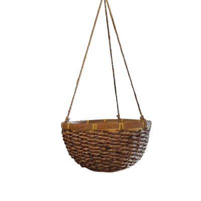 Macetero colgante bambú/cuerda clara Alt 70cm d 25cm