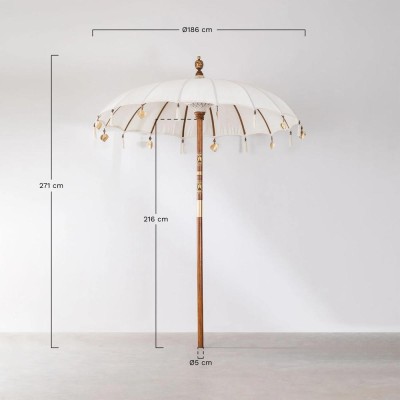 Alquiler sombrilla en Tela y Madera  Ø186 cm  Balines s/pie