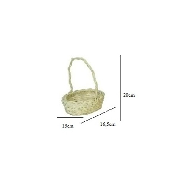Cesta dama oval 1 asa rattan blanco 16,5cmx13cmx20cm