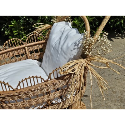 Alquiler carrito rattan ondas con ruedas para bebes 45 x 60 x 42 cm decorado