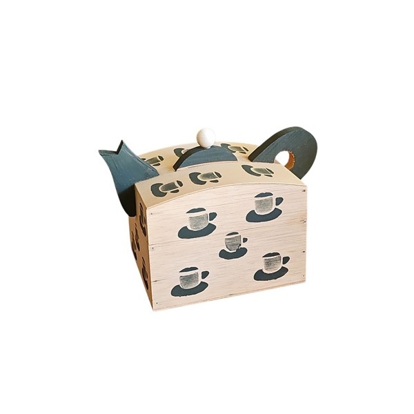 Tetera organizadora para infusiones tazas verdes 23x15cm h.16cm