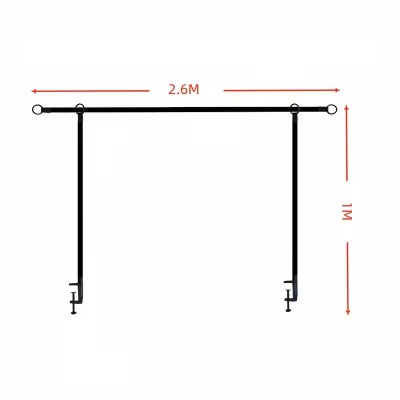Alquiler soporte hierro barra metal negro 240cm para mesa alt 1m