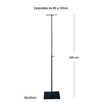 Alquiler soporte hierro pie extensible 80-150cm 30x30cm