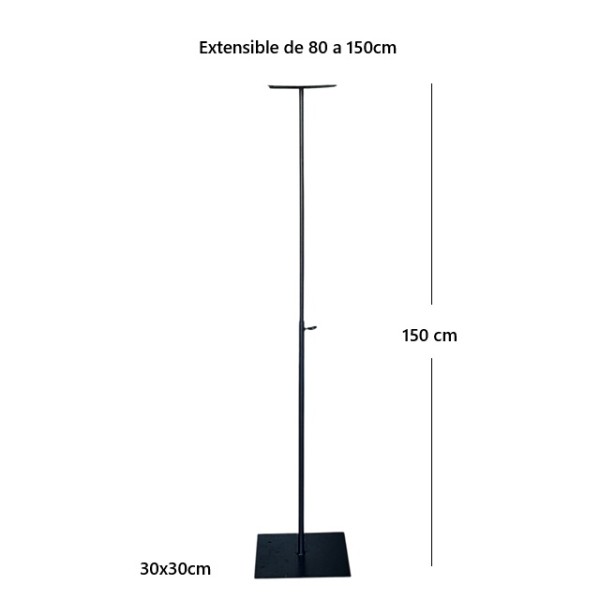 Alquiler soporte hierro pie extensible 80-150cm 30x30cm