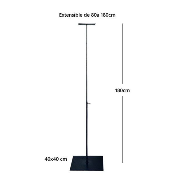 Alquiler soporte hierro pie extensible 80-180cm 40x40cm