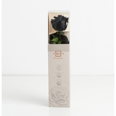 Rosa preservada c/tallo capullo d  3 5-4 5cm x 27cm envasada negra