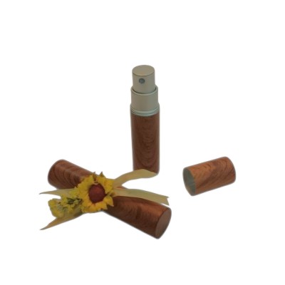 Atomizador cilíndrico madera oscura 8cm decorado