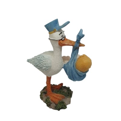 Bautizo cigüeña 9 x 6 x 3cm azul