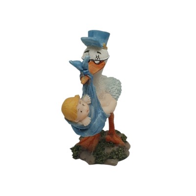 Bautizo cigüeña 9 x 6 x 3cm azul