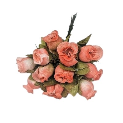 Pomito flor mini tela capullo d 1 5cm x 12 rosa  