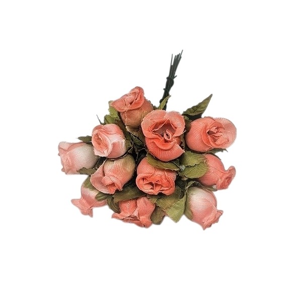 Pomito flor mini tela capullo d.1,5cm x 12 rosa +