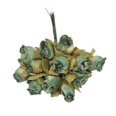 Pomito flor mini tela capullo d 1 5cm x 12 turquesa  