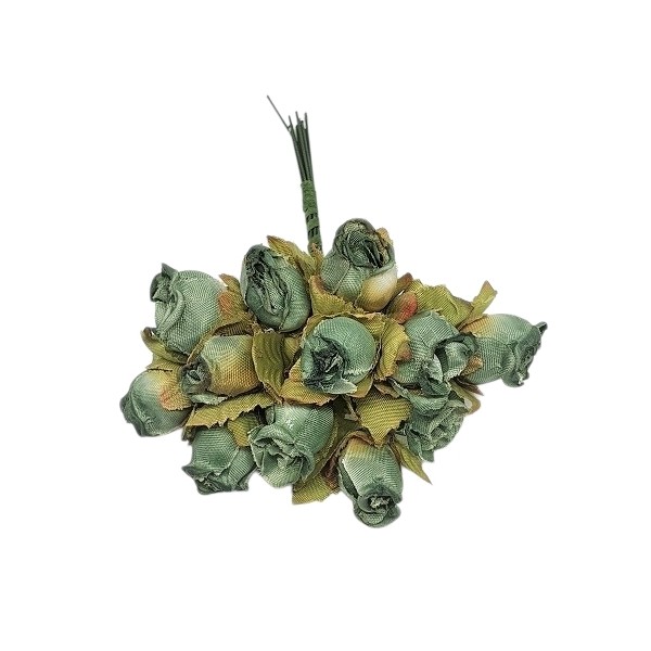 Pomito flor mini tela capullo d.1,5cm x 12 turquesa +