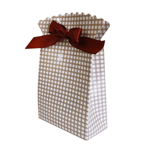Envase caja rectangular vichy 11,5x7x3,5cm marrón