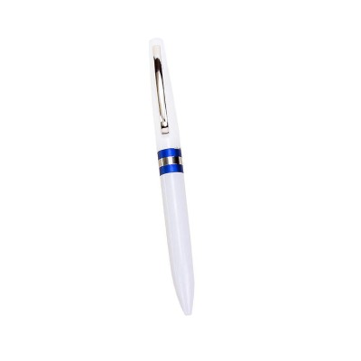 Bolígrafo personalizable blanco 14cm franja azul